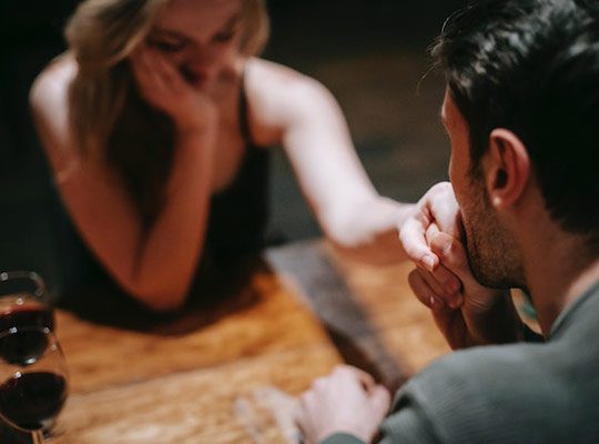 A man kissing a woman’s hand