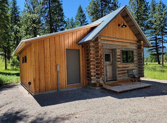 A log cabin in the woods