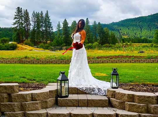  A bride posing in a ranch