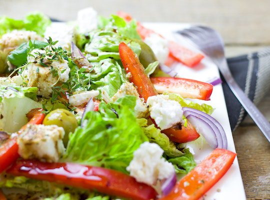 A dish with fresh vegetables