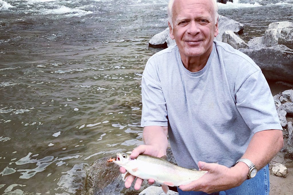 A man fly fishing