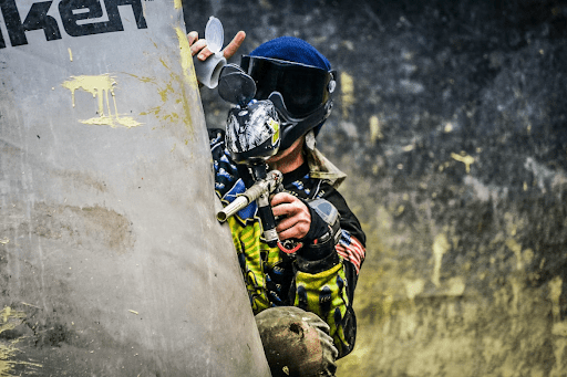 A person playing paintball