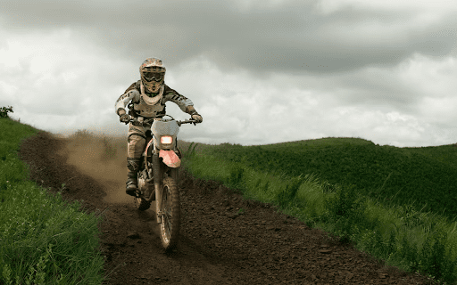 A person riding a dirt bike