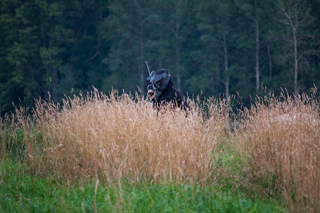 A person playing paintball